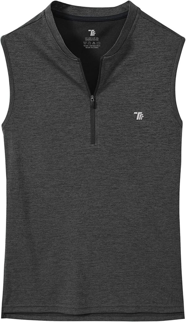 BGOWATU Women's Golf Polo Shirts Sleeveless Zip Up Collarless UPF 50+ Tennis T-Shirt Lightweight Quick Dry