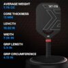 Pickleball Paddles, Carbon Fiber Pickleball Paddle with a 13mm Polypropylene Honeycomb Core, Increased Power and Spin - USAPA Approved