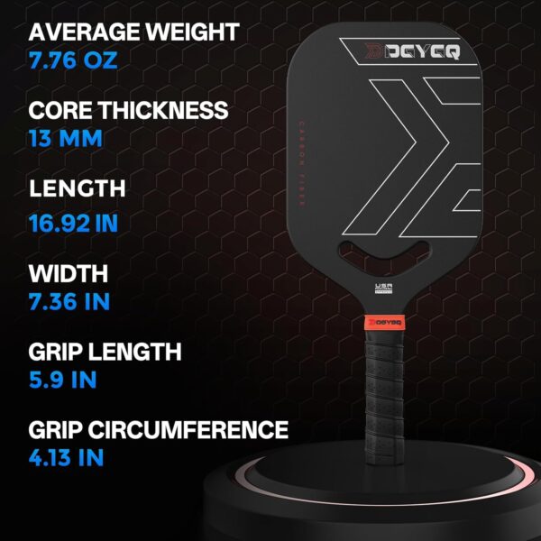 Pickleball Paddles, Carbon Fiber Pickleball Paddle with a 13mm Polypropylene Honeycomb Core, Increased Power and Spin - USAPA Approved