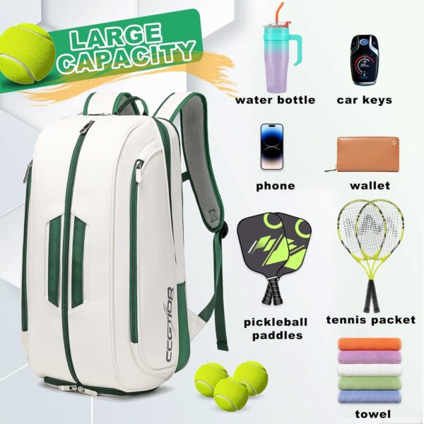 Multi-Use Beach Tennis Bag For Sport Convertible Padel Backpack With Shoe Compartment, Laptop Sleeve,Fence Hook,Ball Sleeve