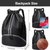 Hoedia Sports Drawstring Backpack - String Swim Gym Bag with Shoes Compartment and Wet Proof Pocket for Women&Men
