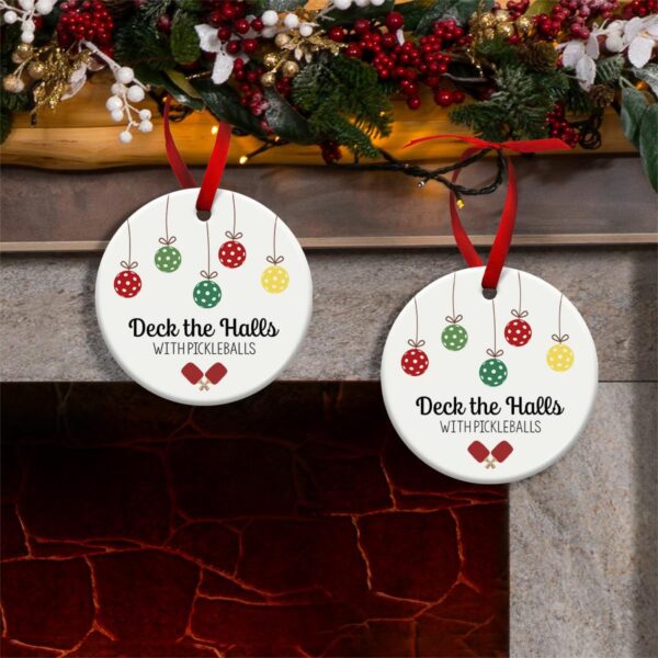 Pickleball Ornament for Christmas Tree Decor, Xmas Hanging Ornaments, Deck The Halls Gifts for Pickleball Lover and Sport Lovers