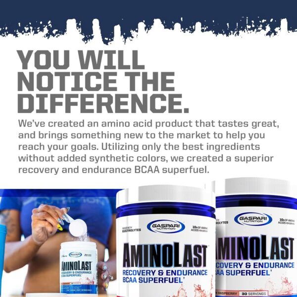 Gaspari Nutrition Aminolast, Recovery and Endurance BCAA Superfuel, 2:1:1 Amino Acid Ratio, Fueled with Electrolytes (30 Servings, Fruit Punch)