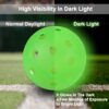 Pickleball Balls, 6 Pack Outdoor Glow in The Dark Pickleballs with Mesh Bag, Luminous Gifts, Light Up Green, High Visibility & Durable for Training