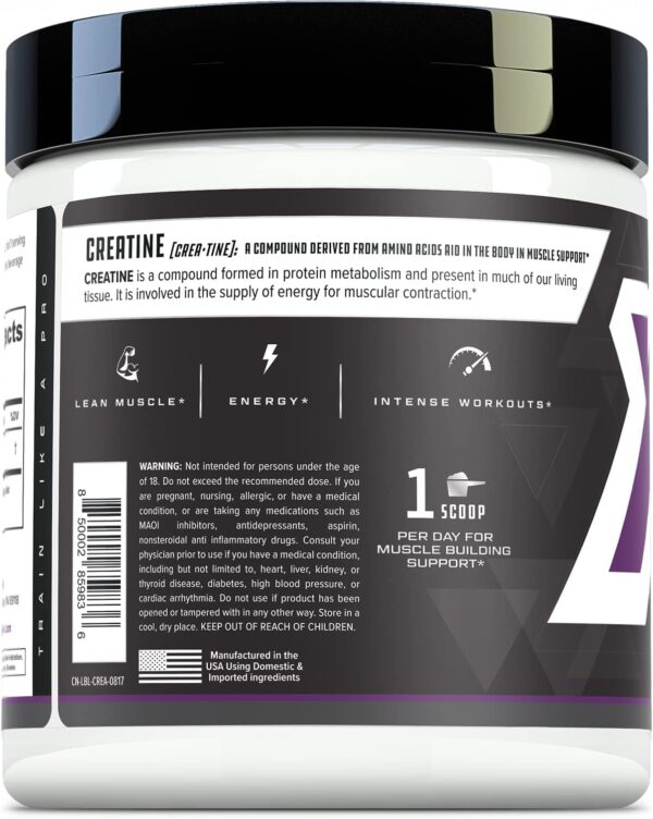 Cutler Nutrition Pure Creatine Monohydrate - 5g Per Serving 50 Servings - Premium Muscle Builder Enhances Strength Performance & Recovery - Unflavored for Easy Mixing