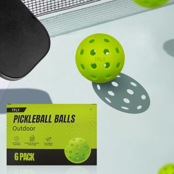 Pickleball Balls, 6 Packs 40 Holes Premium Outdoor Pickleball Balls with Great Bounce, Pickle Ball Accessories, Ideal for All Skill Levels