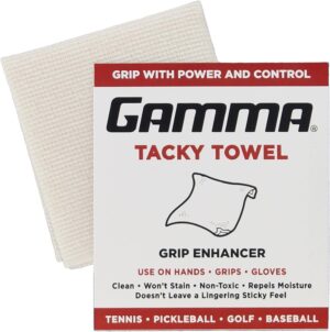 GAMMA Sports Tacky Towel, Non-Toxic, Grip Traction Enhancer, Ideal for Tennis, Golf, Baseball, Basketball, Football, Softball, Pickleball, USTA Approved for Tournament Play, 8"x5"