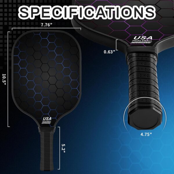 99.9% T300 Carbon Fiber Pickleball Paddles Set of 2 Lightweight Indoor Outdoor Games Equipment Beginner Intermediate Pro Sports Accessories Gifts