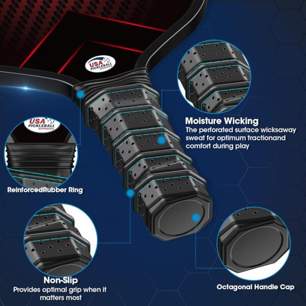 USAPA Approved Carbon Fiber Pickleball Paddle Set of 2, Lightweight Graphite Pickleball Rackets for Men & Women
