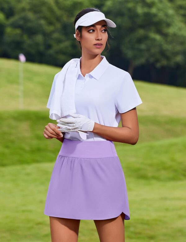 PINSPARK Golf Skorts for Woman High Waisted Athletic Skorts with Pockets Silicone Grippers Tennis Skirts for Pickleball