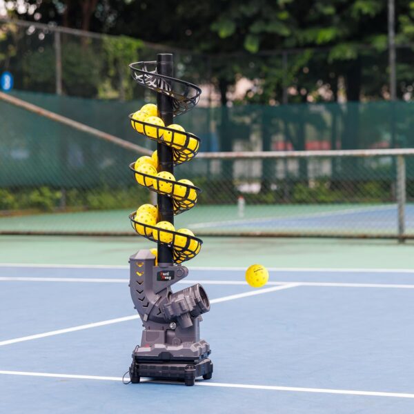 3806PBH Pickleball Machine with Oscillating Base, Adjustable Speed, Auto Swing Launch Port, Battery/AC Powered, Suitable for All Skill Levels