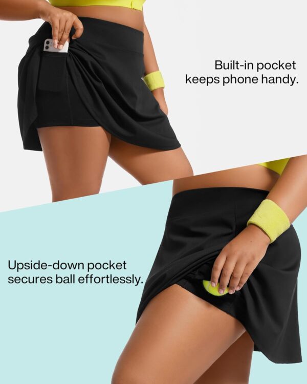 Women's Tennis Skorts with 2 Pockets Plus Size Golf Skirts High Waisted Pleated Athletic Skirt for Pickleball Running