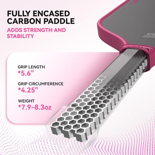 Pickleball Paddle, Raw Carbon Fiber T700 Abrasion-Resistant Surface, 16MM Polypropylene Honeycomb core, USAPA Approved, High Grit,The Pickleball Paddle Designed for Control Spin & Consistency