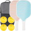 Pickleball Paddles Set, Premium Lightweight Fiberglass Surface Polypropylene Core Pickleball Rackets, Pickleball Set of 2 with 4 Outdoor Balls and Carry Bag for Beginners