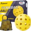 USAPA Approved Outdoor Yellow 40-Hole Pickleballs, 12-Pack in Mesh Bag with High Elasticity