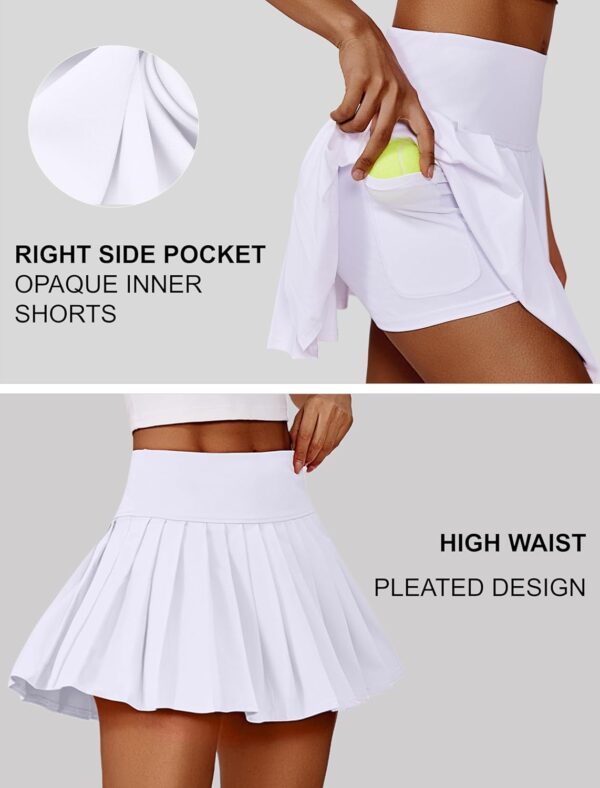 PINSPARK Pleated Tennis Skirts for Women High Waist Golf Skirt Tummy Control Athletic Skorts for Pickleball Workout