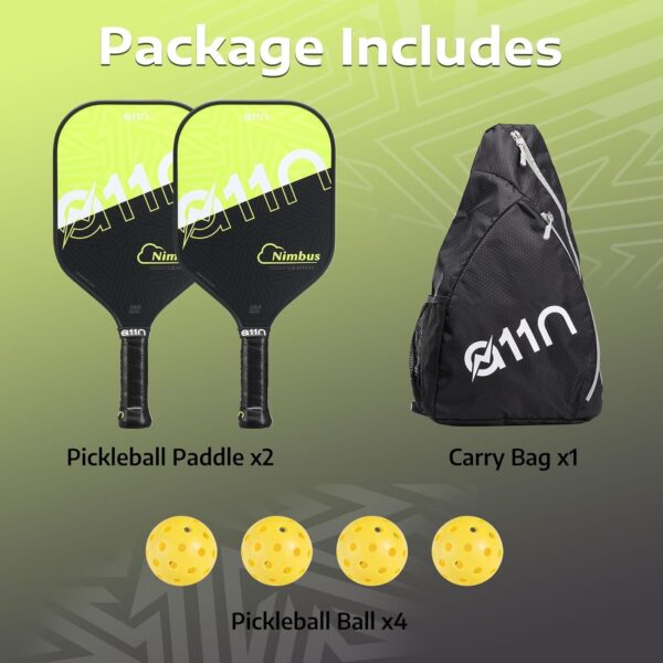 A11N SPORTS Pickleball Paddles Set of 2 Graphite Surface Rackets with 4 Pickleball Balls and Pickleball Bag for Beginners - USAPA Approved