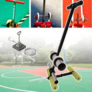 Basketball Court Marking Kit, Tape Marking Machine Hand-Push Tape Sticking Machine, Pickleball Court Marking Kit with Drawing Circle Kit for Driveway, Asphalt or Concrete, Easy to Use