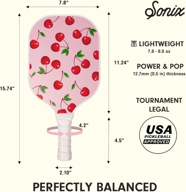 Sonix | USAPA Approved | Premium Pickleball Paddle | Fiberglass Surface, Non-Slip Cushion Grip | Single Pickle Ball Racket