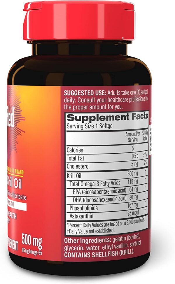 MegaRed Antarctic Krill Oil 500mg Omega 3 Fatty Acid Supplement, Extra Strength EPA & DHA Krill Oil Softgels (90cnt Box), Astaxanthin, Heart Health Supplement with No Fish Oil Aftertaste