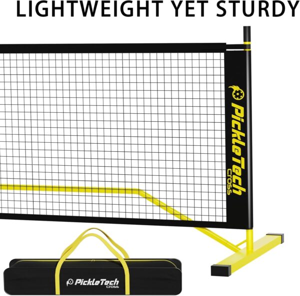 PICKLETECH 4.0 Slim Version 2in1 Portable Outdoor Pickleball Net Game, USAPA Regulation Size 22ft 11ft - Half Court Pickle Ball Net System with Carrying Bag for Driveway