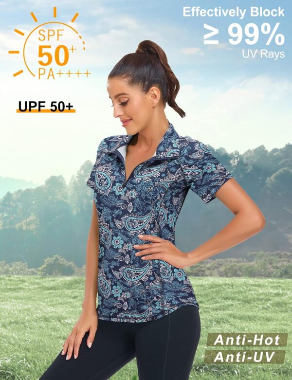 LURANEE Women's Short Sleeve Moisture Wicking Athletic Shirts Quarter Zip Pullover