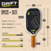 Drift Pickleball Paddles – Made in USA – Widebody/Elongated - 16mm Pickleball Paddle – BioFLX+ Technology for Control + Spin – USAPA Approved