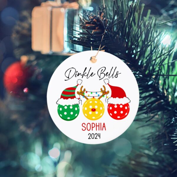 Personalized Binkle Bells Christmas Ornament, Pickleball with Santa Hat Ornaments for Christmas Tree 2025, Pickleball Player Gift Ideas, Custom Pickleball Lover Christmas Ornament with Name