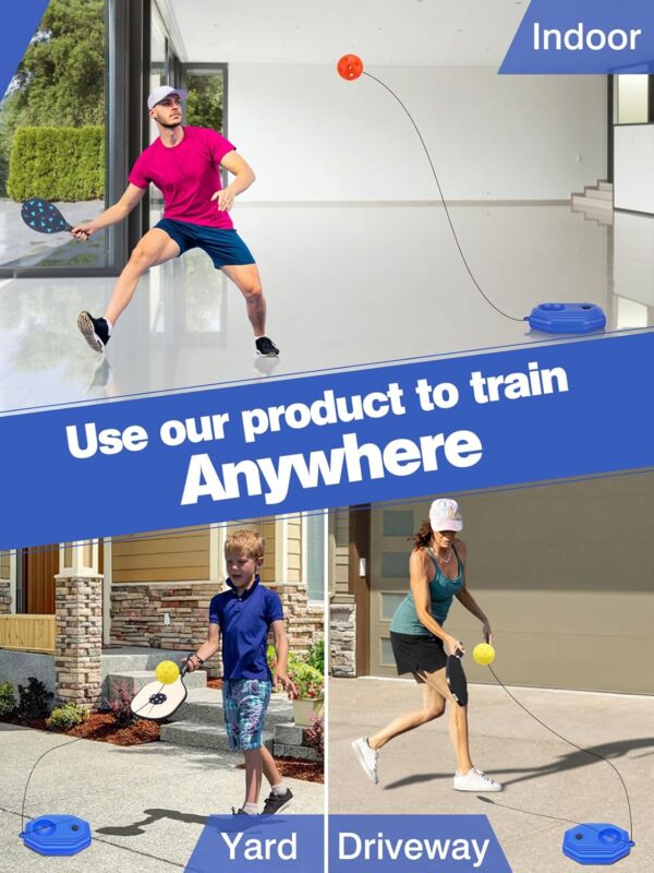 High Elasticity Pickleball Trainer - Double Upgraded Match Buddy Pickleball Rebounder with 164FT Rope & 2 TPR Balls, Durable Outdoor Indoor Training Aid Solo Practice Accessories for Beginner