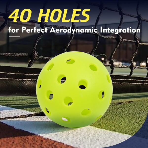 12 Pack Premium 40-Holes Bright Outdoor Pickleball Balls, Meet USAPA Official Requirement, Perfectly Balanced, High Bounce True Flight, Durable Pickle Ball Set