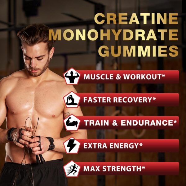 Creatine for Men & Women Creatine Monohydrate Gummies, Creatine Monohydrate per Serving with Taurine & Vitamin B12, Pre-Workout for Max Strength, Energy & Endurance - 2 Pack