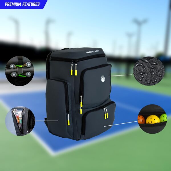 Pickleball Bag, Large Pickleball Backpack, spacious design with paddle storage, shoe compartment, thermal pocket, water bottle holder, fence hook. Ideal for all your pickleball gear