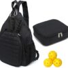 RAINBOW SMILE Sling Bag Crossbody Backpack for Pickleball Paddle Tennis Racketball Travel for Men and Women, with Ice Bag 2PS