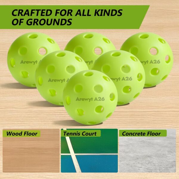 Indoor Pickleball Balls 6 Pack | 12 Pack, 26 Holes Pickleballs, High Bounce & True Flight, Well Balanced Pickle Balls for All Style Pickleball Paddles & All Skill Levels (Neon Green, Orange)