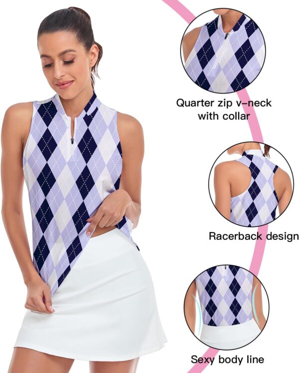 Women Racerback Sleeveless Golf Polo Shirts Collarless Tennis Tops Quick Dry Athletic Tank Tops
