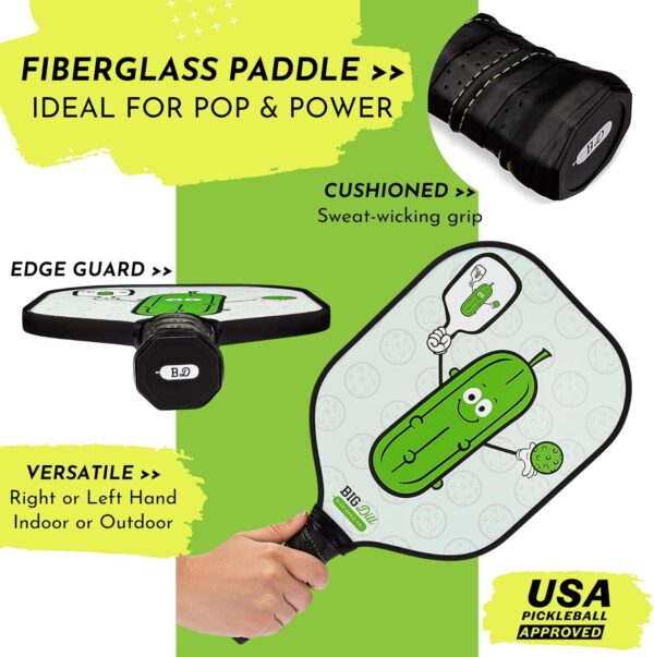 Big Dill Pickleball Paddle Set 2-Pack Pickleball Paddles with Outdoor Pickleball Balls, Paddle Covers & Carry Bag | Pickleball Paddles Set of 2 USAPA Approved