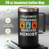 Lifecapido Pickleball Gifts, Playing Pickleball Improves My Memory 20 oz Insulated Coffee Mug, Pickleball Gifts for Men, Birthday Christmas Gifts for Pickleball Players, Pickleball Lovers, Black