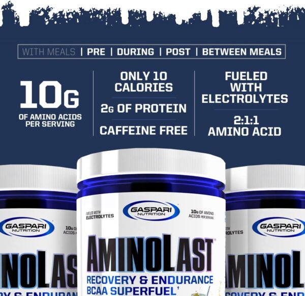 Gaspari Nutrition Aminolast, Recovery and Endurance BCAA Superfuel, 2:1:1 Amino Acid Ratio, Fueled with Electrolytes (30 Servings, Fruit Punch)