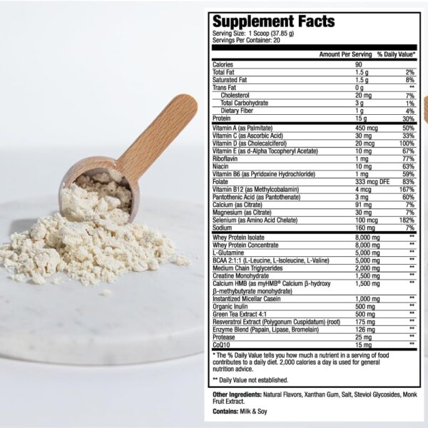 MEND Regenerate, Post Workout Recovery, Immune Support, and Sports Nutrition Supplement for Men and Women - Natural, Gluten Free, and Non-GMO - Vanilla Protein Powder, 20 Servings