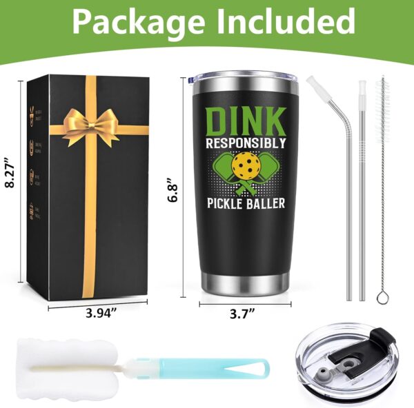 Lifecapido Dink Responsibly 20 oz Insulated Tumbler With Lid - Pickleball Gift for Players, Lovers, Coach - Birthday - Black