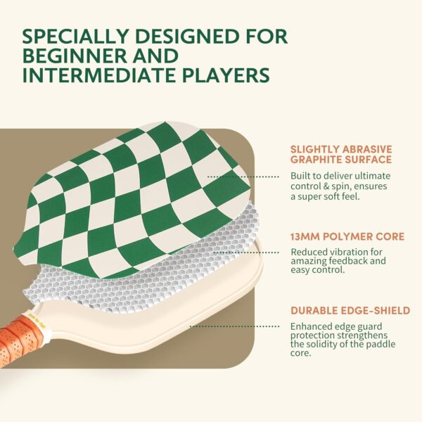 Pickleball Paddles Set of 2/4 - USAPA Approved Graphite/Fiberglass Pickleball Racket, 2/4 Pickleball Rackets, 4 Balls and 1 Portable Carry Bag, Pickle Ball Set for Men Women