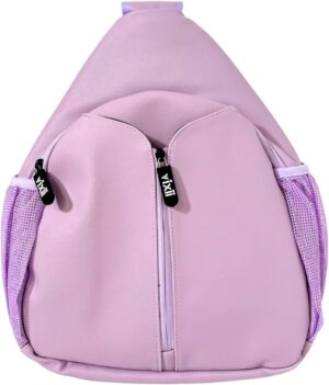 SPORTS Pickleball Bag Women's Men's Youth Sling Bag Pickleball Backpack Adjustable Sling Bag Safety Pocket Water Bottle Holder Ball Holder (Lilac)