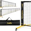 Portable Pickleball Net Set with Wheels, Regulation Size 22 FT & Half Court 11 FT, Steady Metal Frame Pickle Ball Net Set System with Carry Bag for Backyards, Driveways, and Garages