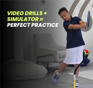 BILLIE JEAN KING'S Eye Coach Family Pickleball Simulator, Pickleball Training Aid, Works in As Little As 10 Sq Ft, Adjustable 32"–39" for Players of All Heights, Yellow and Black