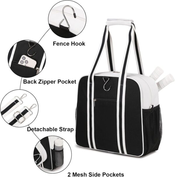 Pickleball Bag, Pickleball Bags for Women Men Teens with Waterproof Pocket & Fence Hook, Pickleball Tote Bag