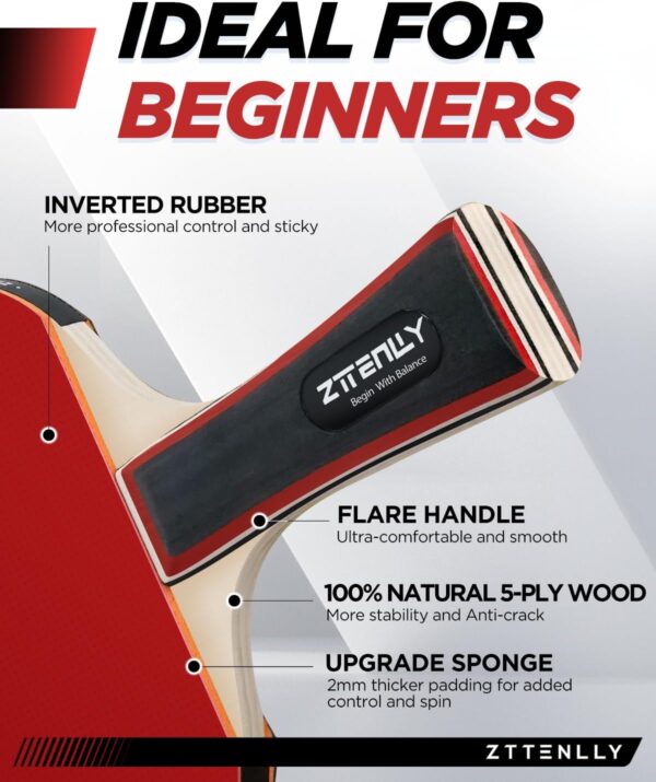 Ping Pong Paddles with Balls - Better Control & Sticky Inverted Rubber - Table Tennis Paddles Set for Indoor & Outdoor Games