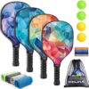 Pickleball Paddles, USAPA Approved Lightweight Pickleball Paddles Set of 4, 4 Pickleball Balls, 4 Cooling Towels& Bag, Premium Pickleball Rackets for Beginners & Pros