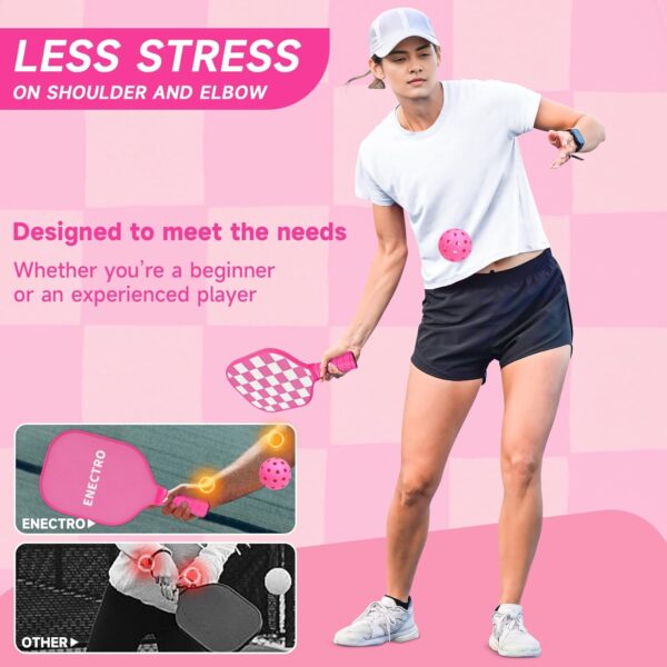 Pink Pickleball Paddles Set of 2, USAPA Approved Fiberglass Pickle Ball Set with 2 Cute Lightweight Pickleball Rackets, 2 Indoor &2 Outdoor Balls, 1 Pickleball Bag for Women, Beginner, Youth
