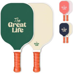 Premium Pickleball Paddle | Carbon Fiber | Beginner Friendly | 6in. Handle | Honeycomb Core | Lightweight | Single Paddle + Paddle Cover Included | Retro & Stylish