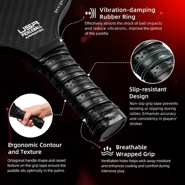 BAGAIL Pickleball Paddles, USAPA Approved Fiberglass Surface Pickleball Set, Lightweight Pickle Ball Rackets with 4 Balls, 1 Bag, Designed in California for Traction and Stability